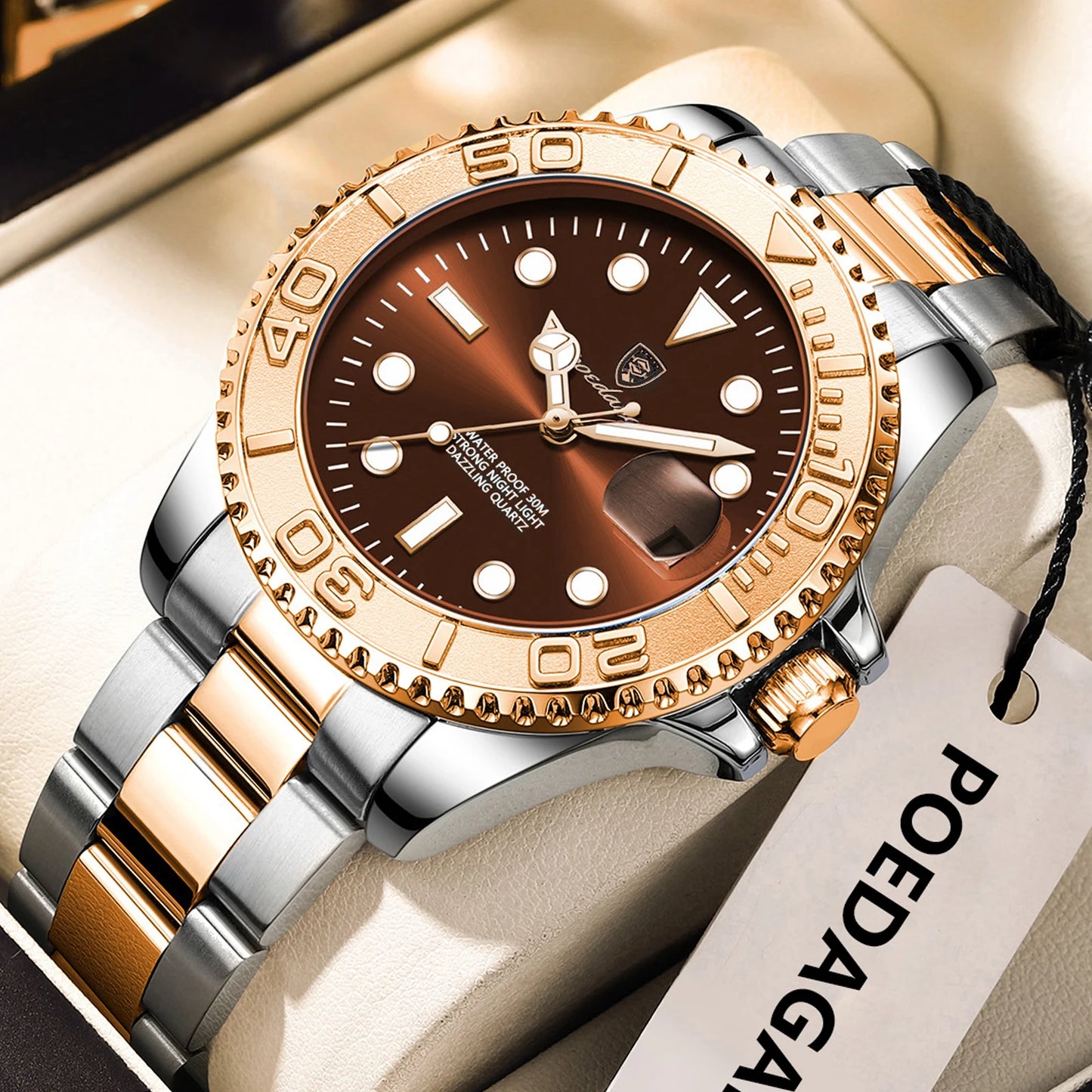 POEDAGAR Original Luxury Man Wristwatch Waterproof Luminous Date Men Watch Stainless Steel Fashion Business Men's Quartz Watches Beauty World Shop