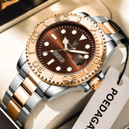 POEDAGAR Original Luxury Man Wristwatch Waterproof Luminous Date Men Watch Stainless Steel Fashion Business Men's Quartz Watches Beauty World Shop