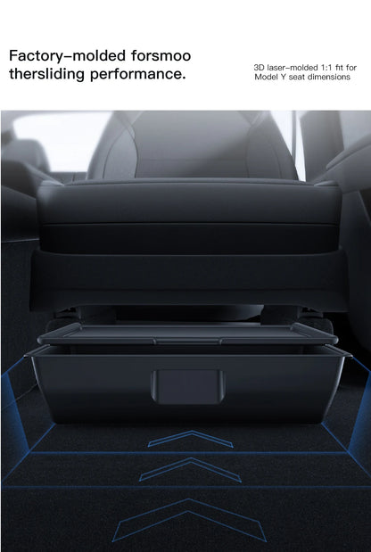 YZ For Tesla Model Y Juniper 2026 Underseat Storage Box Seats Drawer TPE Hidden Storage Tray Push Pull Car Organizer Accessories Beauty World Shop