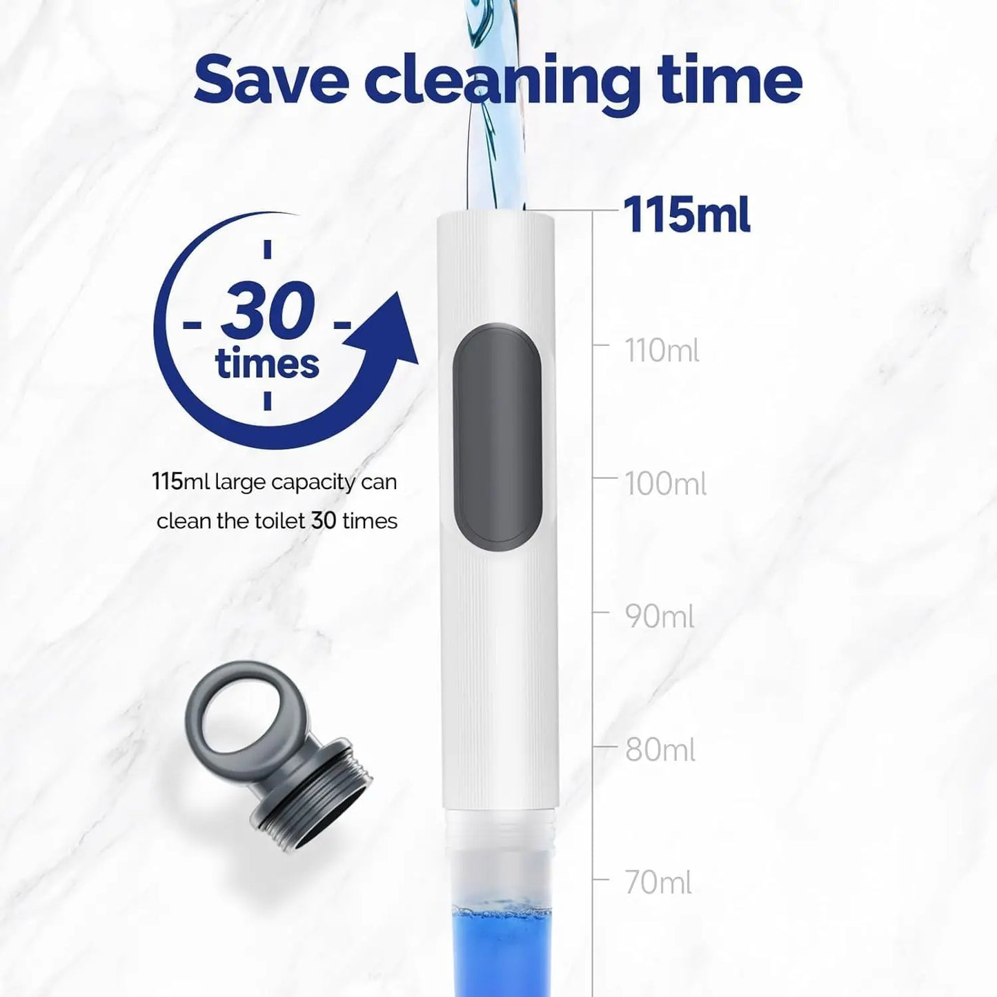 Water Spray Silicone Toilet Brush 40cm Long Handle Refillable Silicone TPR Brush With Wall-Mounted Bathroom Cleaning Accessories Beauty World Shop