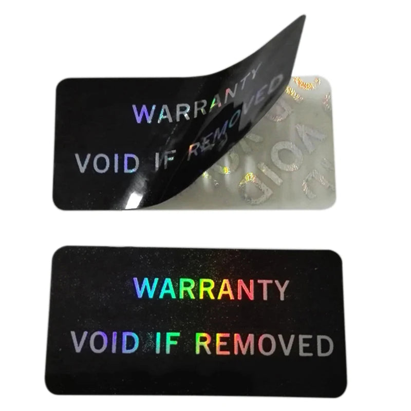 100Pcs Bar code warranty void stickers Dumb silver PET security labels with serial number waterproof tamper proof seal label Beauty World Shop