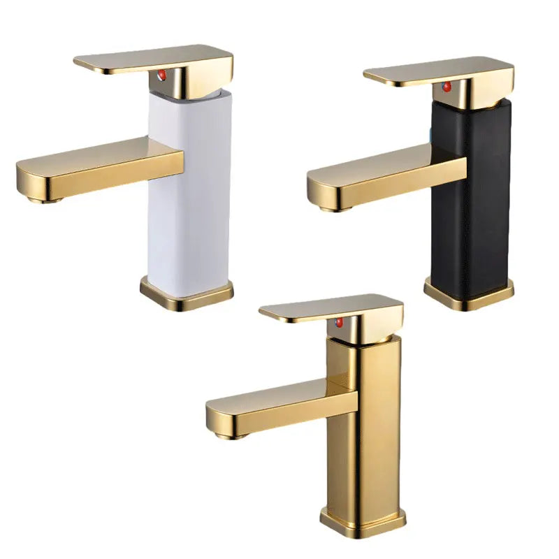 RETHME Gold faucet bathroom faucet metal stainless steel handle hot and cold mixer faucet square faucet beautiful bathroom Beauty World Shop