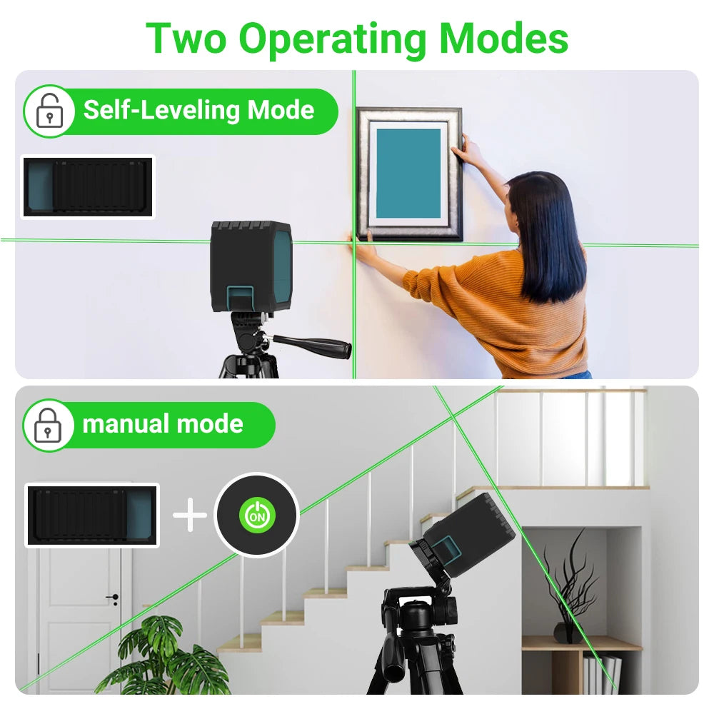 HILDA 2-Line Green Laser Level Self-Leveling Cross Line, Mini Size USB Charging Convenient to Carry High Visibility Beams Beauty World Shop