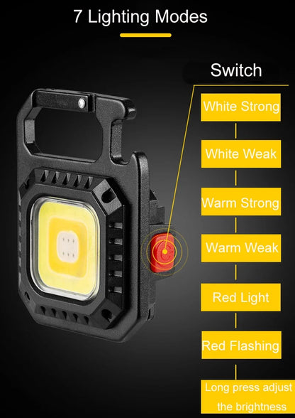 Mini LED Flashlight Magnetic COB Outdoor Camping Pocket Work Light 800 Lumens USB Rechargeable 7 Modes Spotlights Beauty World Shop