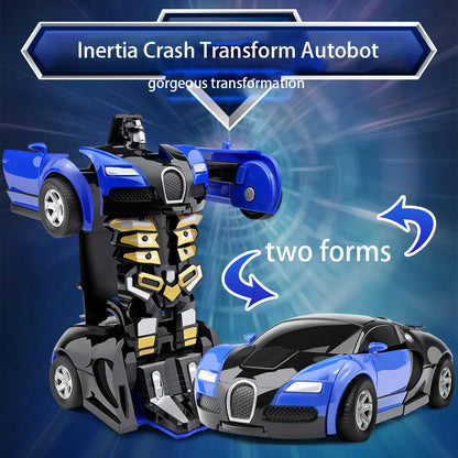 One Click Automatic Collision Deformation Robot Boy Gift Dual Form Toy Car Father Son Interactive Model Car Beauty World Shop