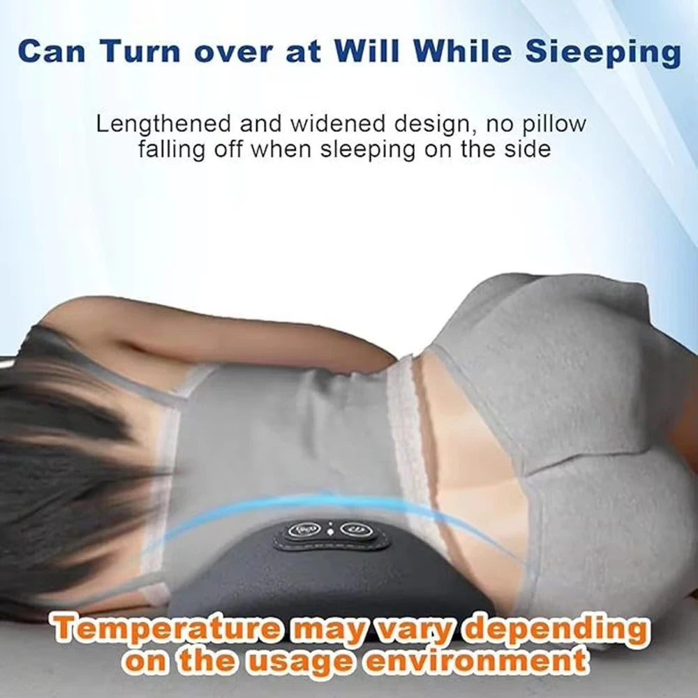 Heating Vibration Massage Pillow Electric Lumbar Support Pad Bed Sleeping Waist Protection Cushion Lying Flat Waist Pain Relief Beauty World Shop