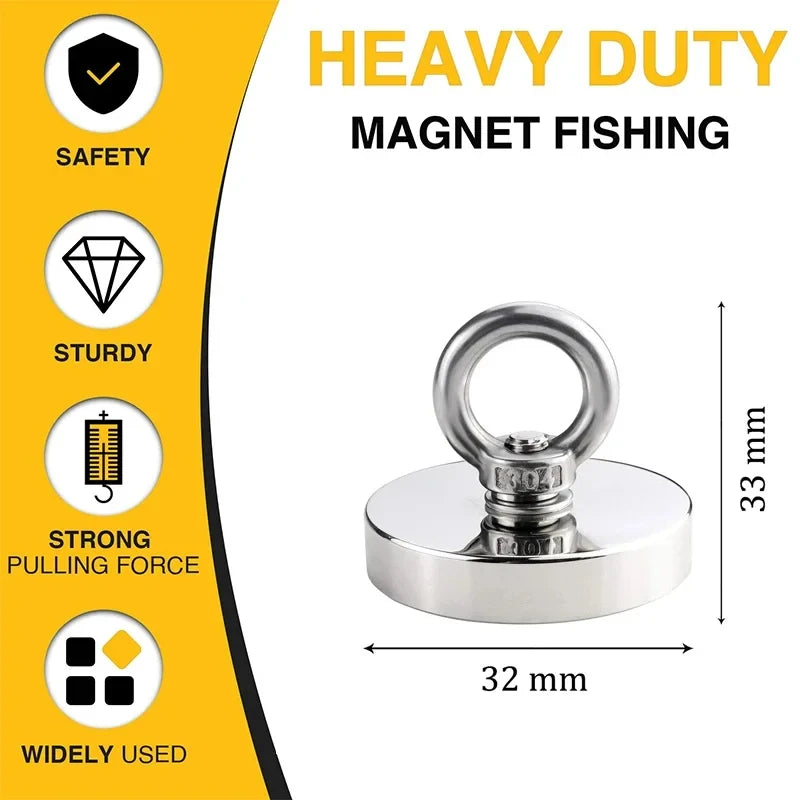 Super Strong Suction Salvage Helper, Made of N52 Heavy Rare Earth Material, with Countersunk Hole and Eyebolt Suction metal Beauty World Shop