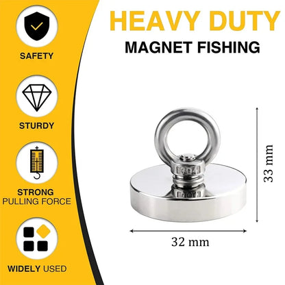 Super Strong Suction Salvage Helper, Made of N52 Heavy Rare Earth Material, with Countersunk Hole and Eyebolt Suction metal Beauty World Shop