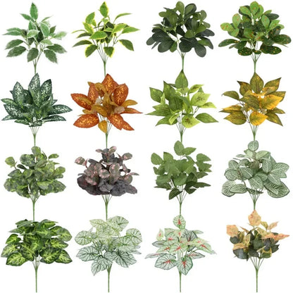 Artificial Plants Leaves Silk Tortoiseshell Leaf Dieffenbough Fake Small Fairy Taro Simulation Green Plant Living Room Decor Beauty World Shop