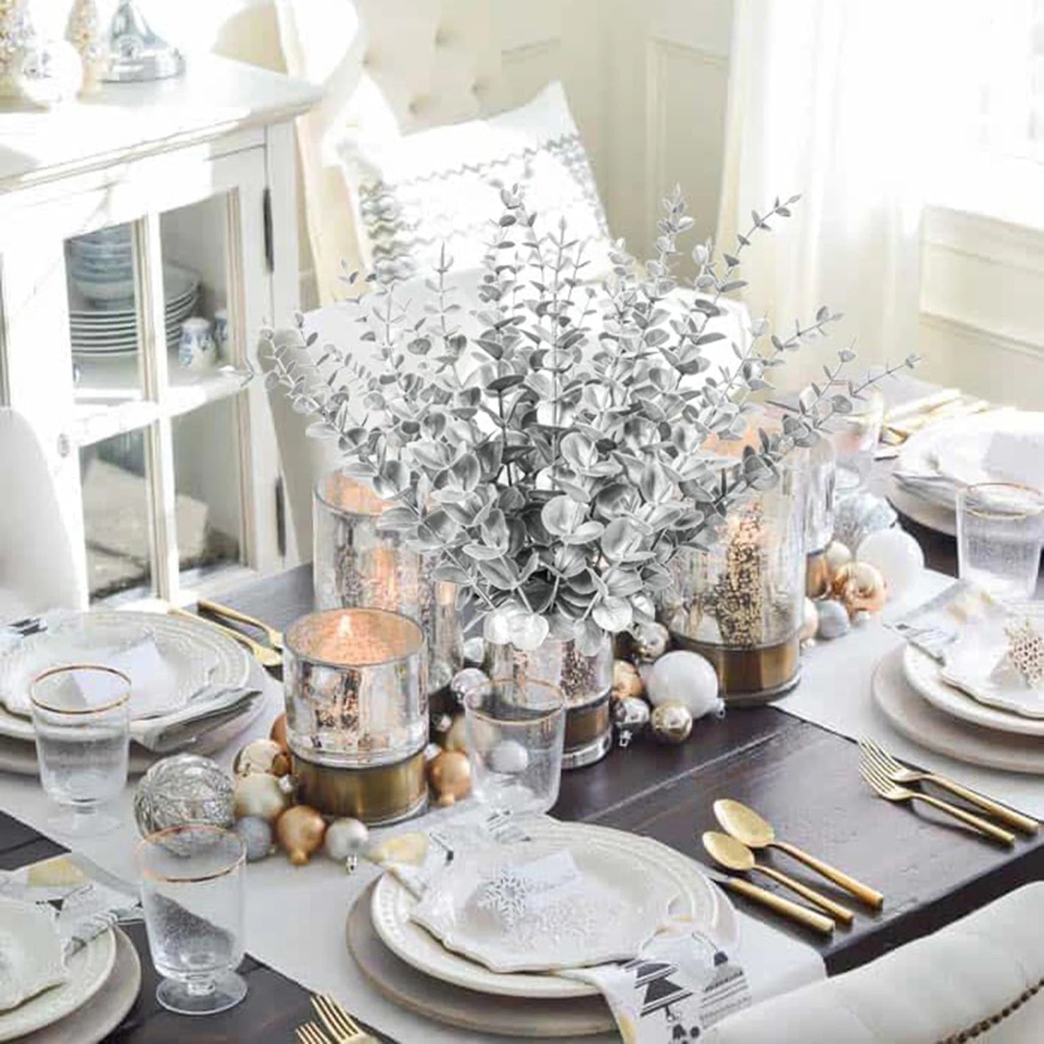 10/20pcs Artificial Plants Eucalyptus Leaves Fake Plants Vase Home Table Party Wedding Bridal Bouquet Decorations Outdoor Garden Beauty World Shop