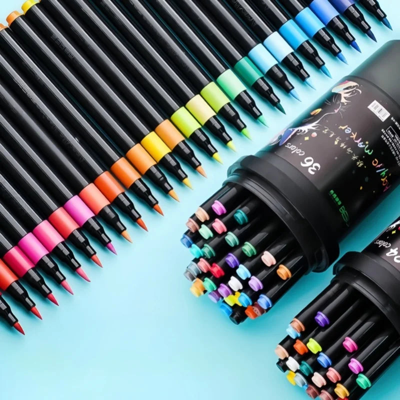 24/36/48/60/80/120 Bucket-cap Soft-Head Acrylic Marker Pen - Specially Designed for Students in Art Class, with Strong Coverage. Beauty World Shop