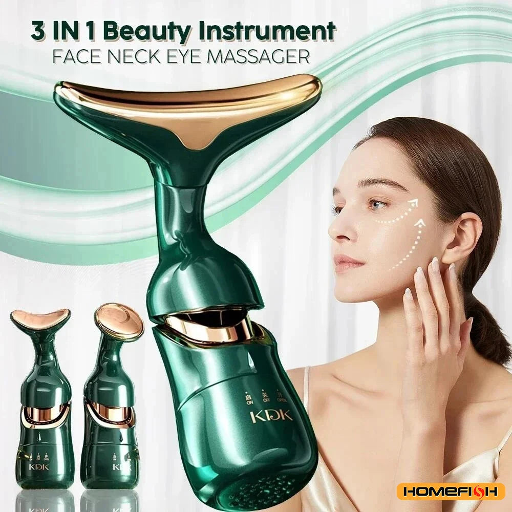 HOMEFISH 3 In 1 Facial Lifting Device Neck Facial Eye Massage Face Slimmer EMS Beauty Skin Tightening Wrinkle Anti Face Massager Beauty World Shop