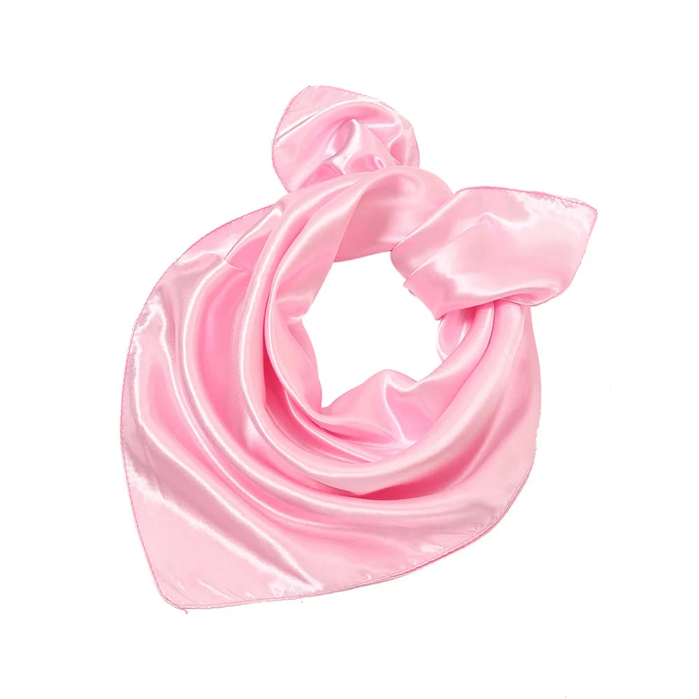 Women New Plain Satin Solid Color 60x60cm Square Scarf Girl Simulation Silk Performance Small Scarves Best Party Gift Beauty World Shop