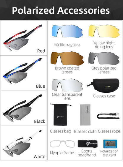ROCKBROS Cycling Polarized glasses Bike Outdoor Sports Sunglasses MTB Road PC Goggles Eyewear Glasses 5/3 Lens Bicycle Accessory Beauty World Shop