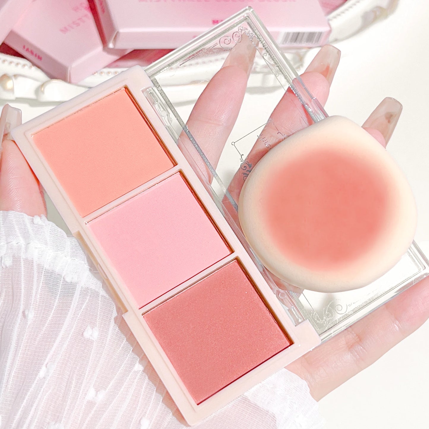 HISYI three-color blush natural color rendering delicate non-flying powder matte rouge holding makeup clear vitality girl blush Beauty World Shop