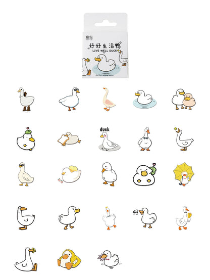 Etori Life46pcs/pack Good Life Duck Album decorative stickers Self-adhesive stickers for DIY student stationery notebook diary Beauty World Shop