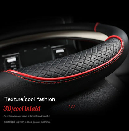 All Seasons Leather Diamond Steering Wheel Cover Universal Fit for 14 .5-15 Inch Durable Leather Cover Anti-Slip Veins Design Beauty World Shop