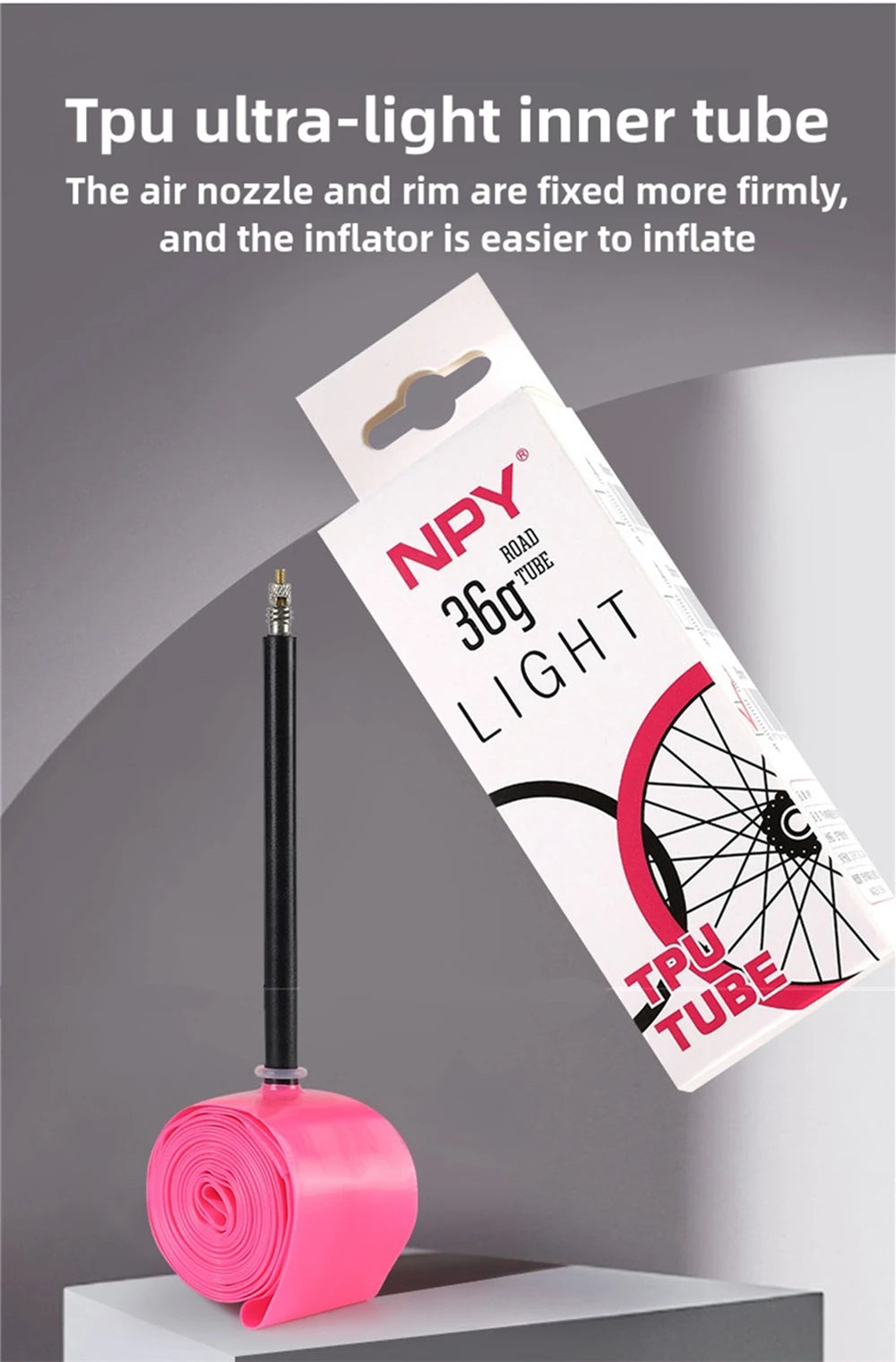 NPY 1Pcs Ultralight 28g Bike TPU Inner Tube 700X18 25 28 32 Road Bicycle TPU Material Tire 65mm Length French Valve Beauty World Shop
