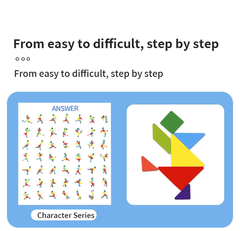 Magnetic Wooden Tangram Block Puzzle Game for Kids - Montessori Educational Intelligence Jigsaw Children's Gift Beauty Fashion