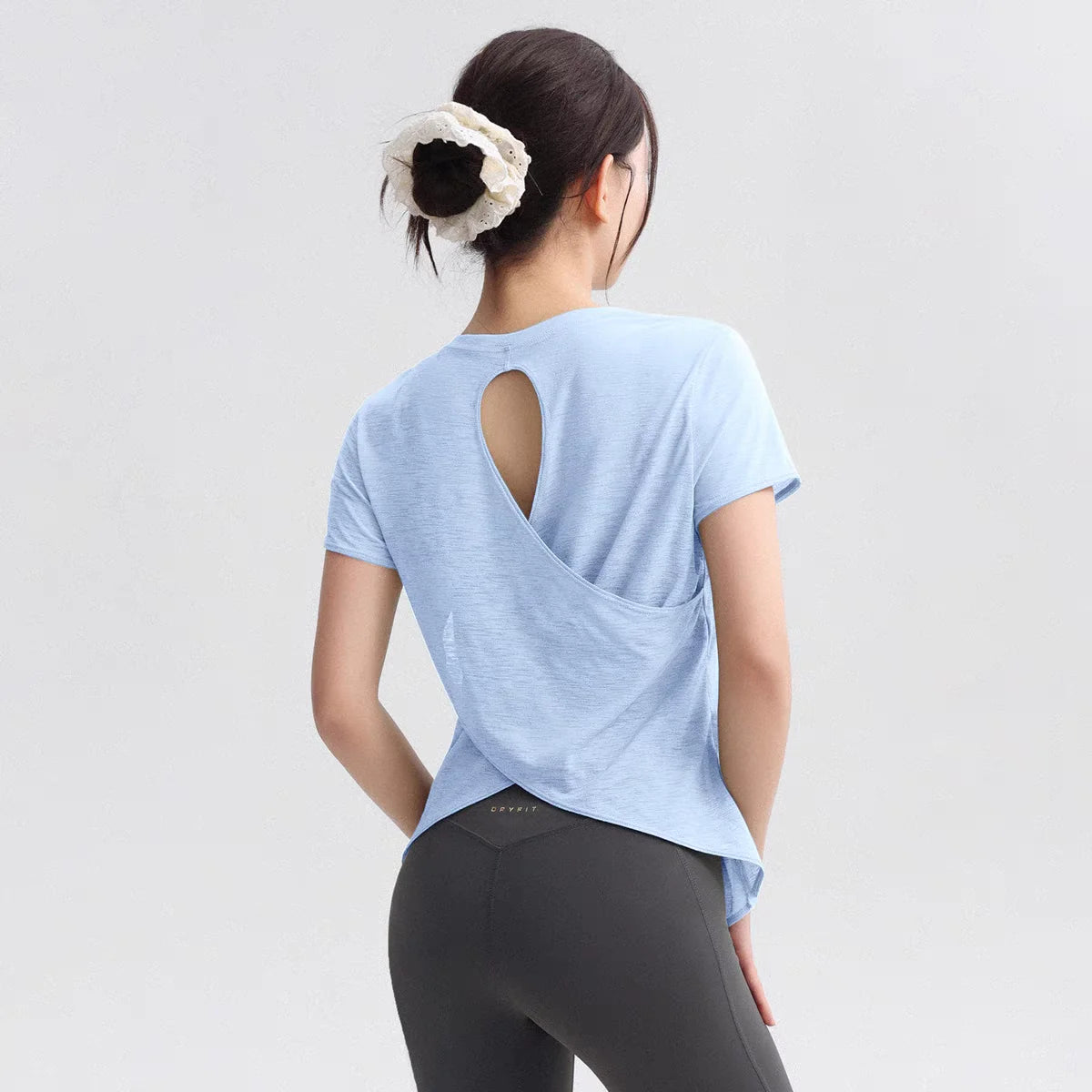 Women's Tight Sports T-shirt Quick Dry Short Sleeve Yoga T-shirt Pilates Fitting Fitness Back Hollow Out Running T-shirt Beauty World Shop