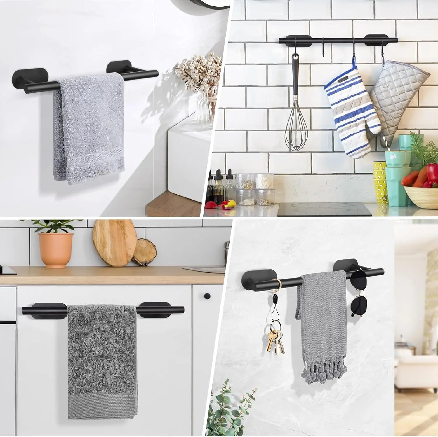 40cm Wall Hanging Towel Holder Stainless Steel Self Adhesive Towel Rail Without Drilling Towel Rack for Bathroom Kitchen Beauty Trend Shop