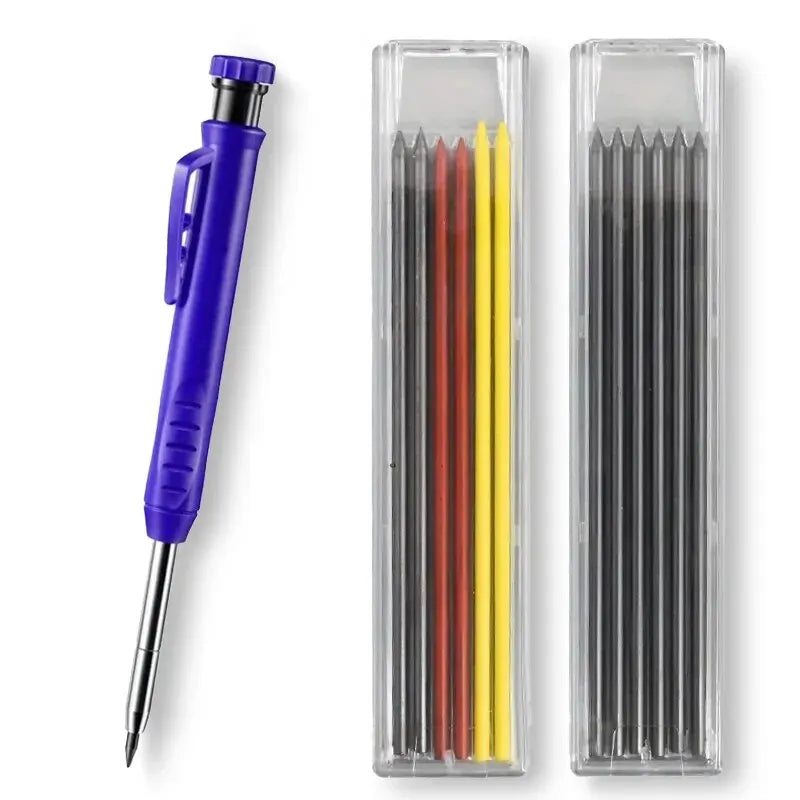Solid Carpenter Pencil Set Woodworking Tools Mechanical Pencil 5 Colors Refill Construction Job Tools Carpentry Marking Scriber Beauty World Shop