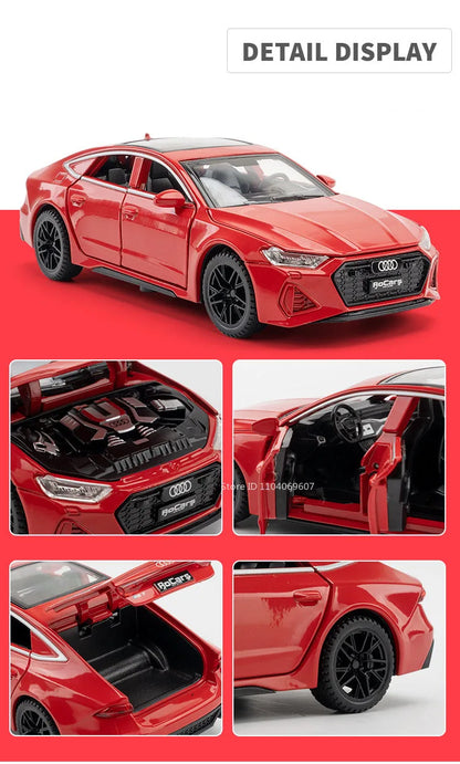 1:32 Audi RS7 Sportback Model Toy Cars Alloy Diecast 6 Doors Opened with Pull Back Rubber Tires Ornament Vehicle Toys Gifts Beauty World Shop