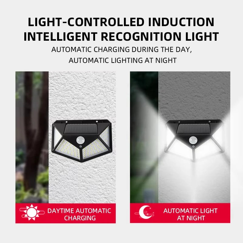 100 LED Solar Lights Outdoor Wall Lamp 3 Modes 270° Lighting Angle IP65 Waterproof Motion Sensor Security Lights Wireless Lights Beauty World Shop