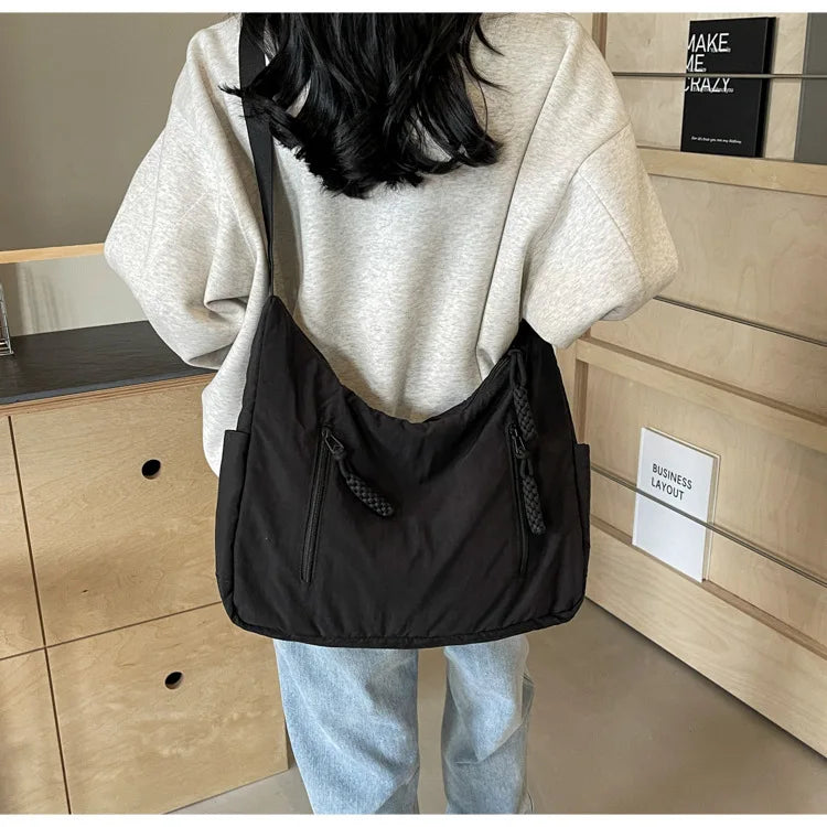 Trendy Women's Soft Cloth Shoulder Bag Solid Color Student 2026 Spring Y2k Casual Style Big Handbags Crossbody Bags for Women Beauty World Shop