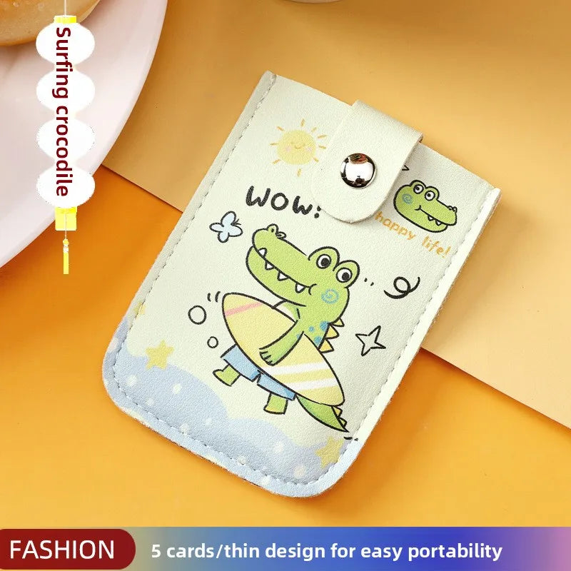 Vintage Oil Painting Pull Out Card Holder One Piece Women's Compact Ultra Thin Mini Cartoon New Style Niche Design Card Case Bag Beauty World Shop