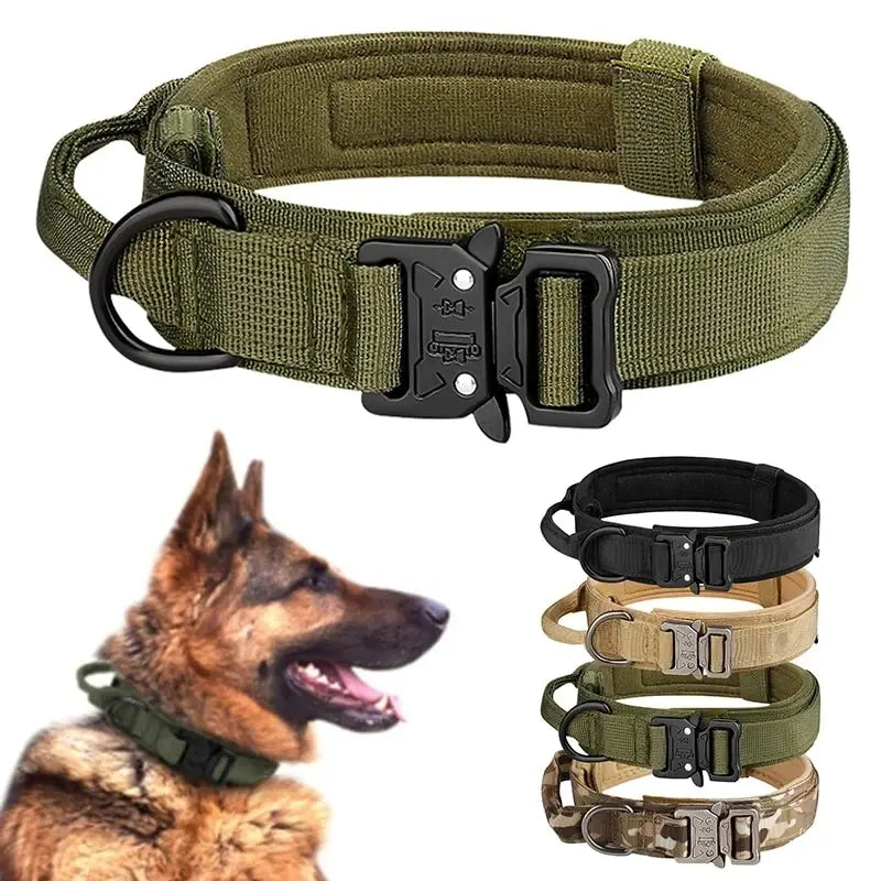 Pet Products Outdoor Tactical Dog Collar Metal Buckle Breathability Nylon Collar Medium and Large Dog Training Neck Collar Dog Beauty World Shop