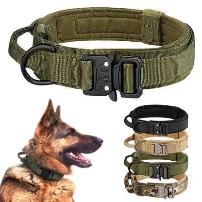 Pet Products Outdoor Tactical Dog Collar Metal Buckle Breathability Nylon Collar Medium and Large Dog Training Neck Collar Dog Beauty World Shop