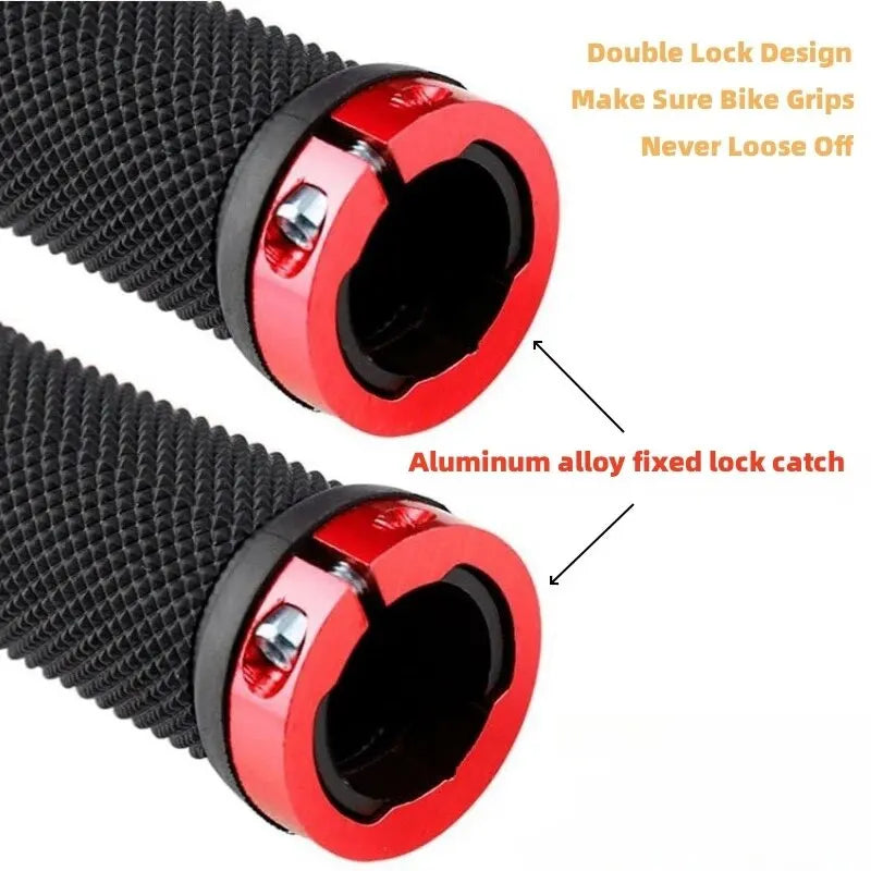 Bicycle Rubber Grips Alloy Lock Non-Slip Rubber Bicycle Handlebar Grips Double Aluminum Lock on Locking Bicycle Handlebar Grips Beauty World Shop