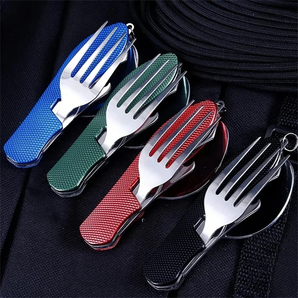 Foldable Camping Utensil Set - Multi-Functional Knife, Fork, Spoon Combo For Outdoor Activities And Sports Camping Picnic Travel Beauty World Shop