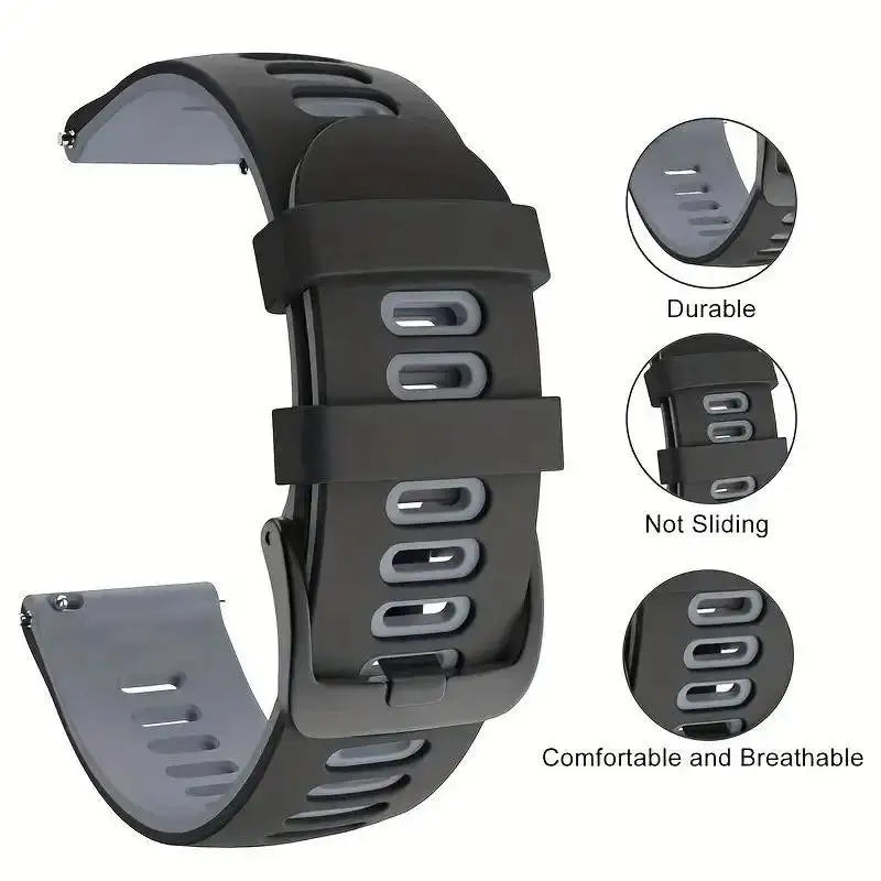 Case+Strap Compatible for Garmin Forerunner 965 Strap 22mm Two Tone Sports Silicone Band Soft Hollow Protector Cover (wihtout fi