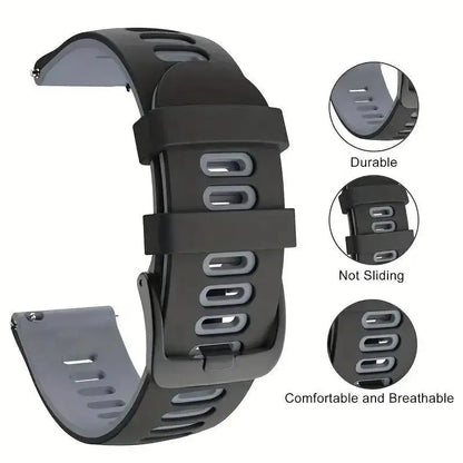 Case+Strap Compatible for Garmin Forerunner 965 Strap 22mm Two Tone Sports Silicone Band Soft Hollow Protector Cover (wihtout fi
