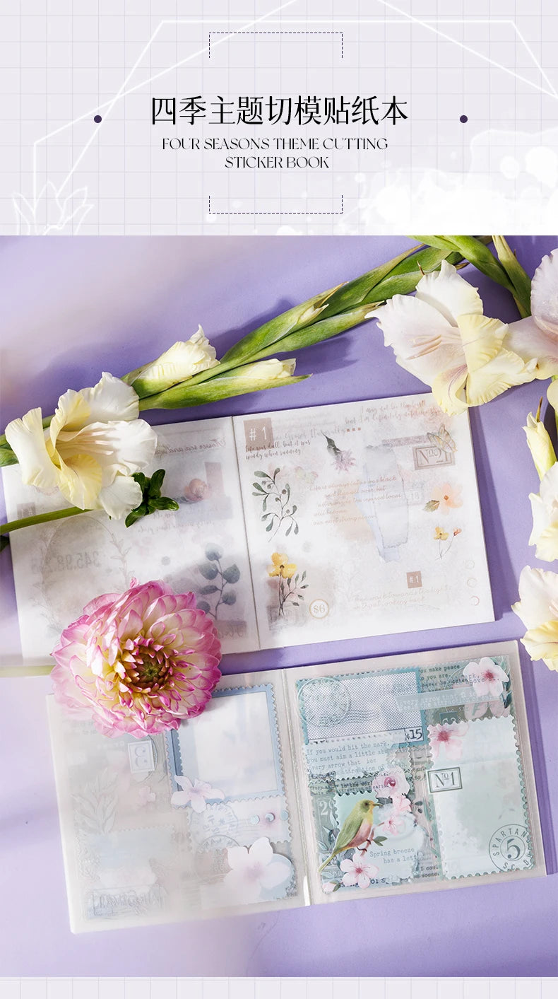 Yoofun 20pcs/lot PET + Washi Paper Aesthetic Flower Stickers Gift Card Journal Scrapbooking Diary Decoration Stationery Labels Beauty World Shop