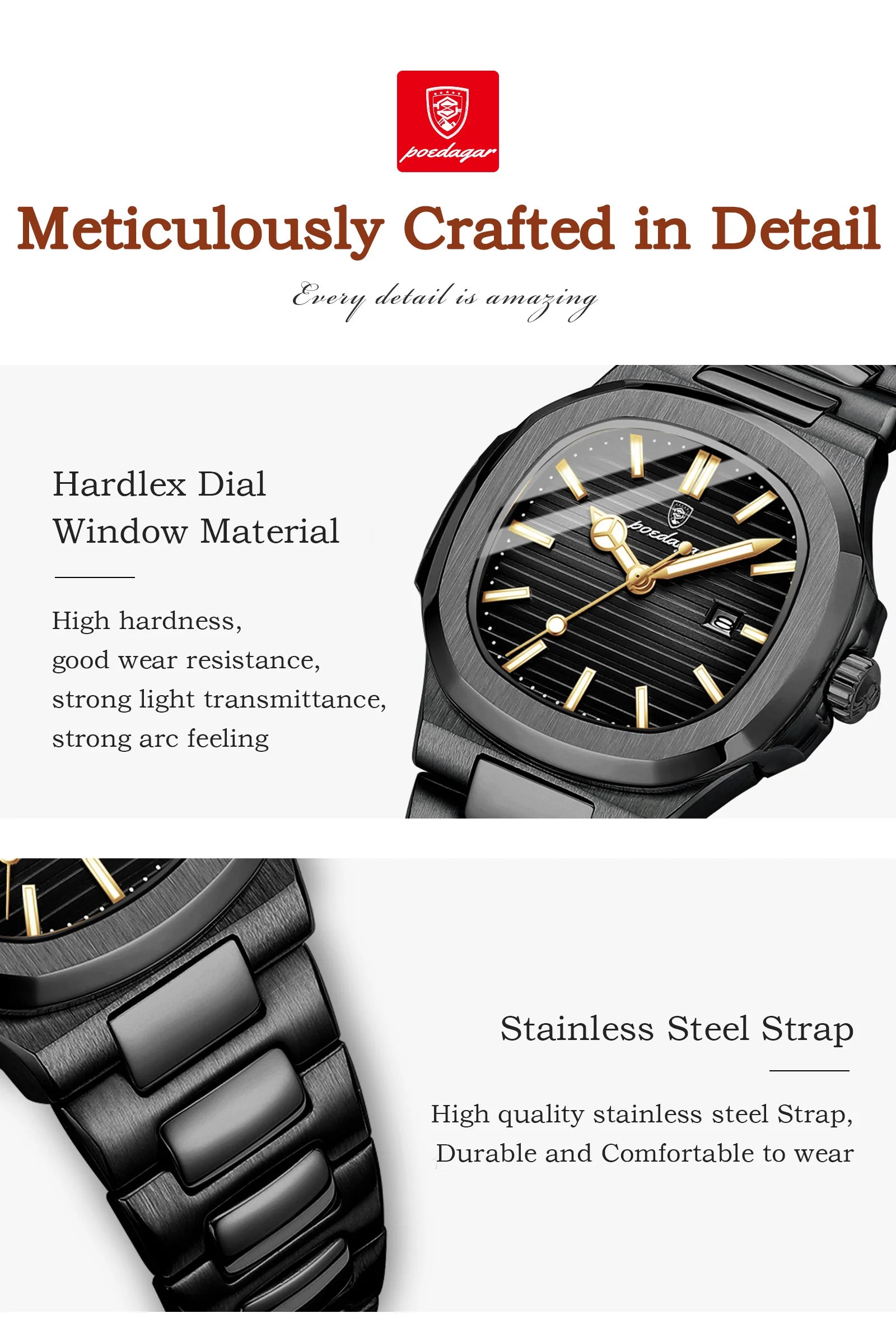 POEDAGAR Trendy Women’s Wristwatch Stainless Steel Date Quartz Ladies Watch Waterproof Luminous Original Watches For Woman Reloj Beauty World Shop