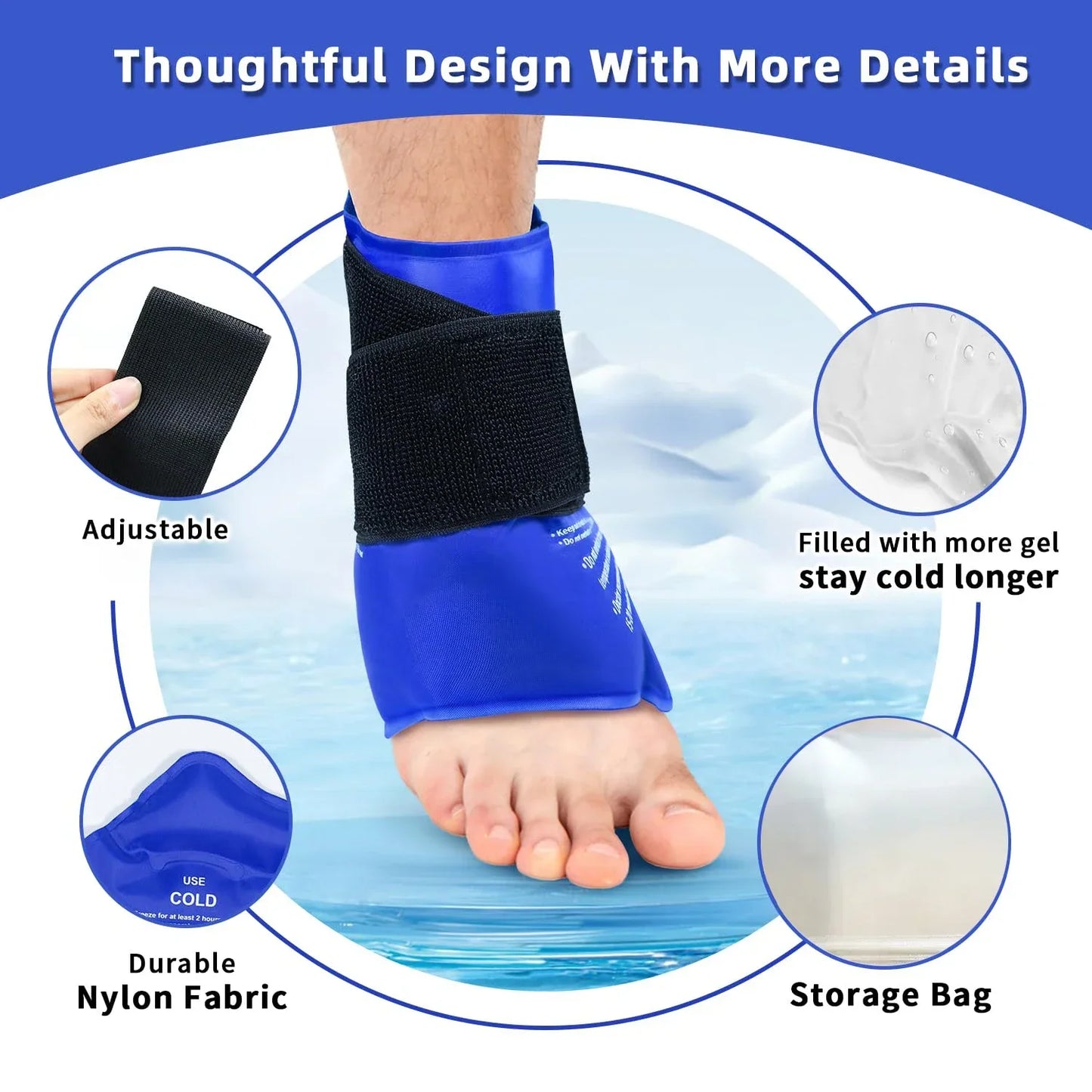 Ankle Brace Ice Pack Wrap For Sport Injuires Hot & Cold Compress Use Large Reusable Gel Cold Pack Ankle Support Beauty Trend Shop