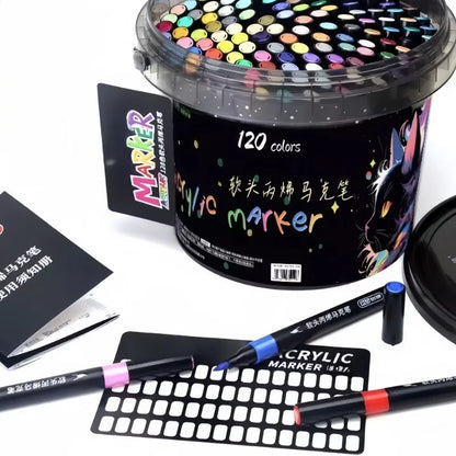 24/36/48/60/80/120 Bucket-cap Soft-Head Acrylic Marker Pen - Specially Designed for Students in Art Class, with Strong Coverage. Beauty World Shop