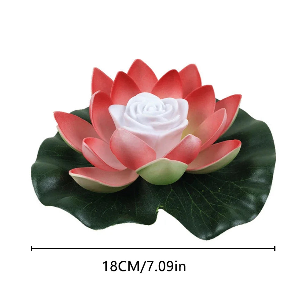 LED Waterproof Floating Lotus Light Battery Operated Artificial Lily Flower Night Lamp Pond Pool Garden Fish Tank Water Decor Beauty World Shop