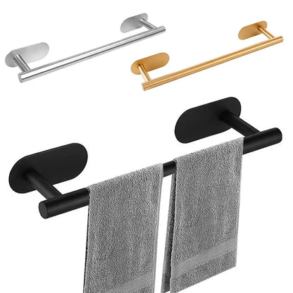 40cm Wall Hanging Towel Holder Stainless Steel Self Adhesive Towel Rail Without Drilling Towel Rack for Bathroom Kitchen Beauty World Shop