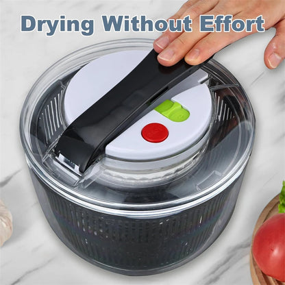 LMETJMA 3L Salad Spinner Large Salad Sowl With Lid One-handed Easy Press Salad Spinner Washer Dryer Drainer Mixer JT249 Beauty World Shop