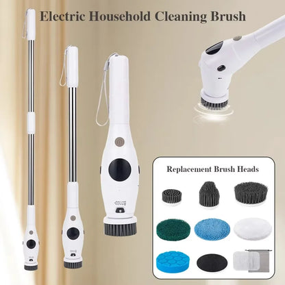 8-in-1 Multifunctional Electric Cleaning Brush Bathroom Kitchen Brush Cleaning With LED NightLight Rotatable Household Brush