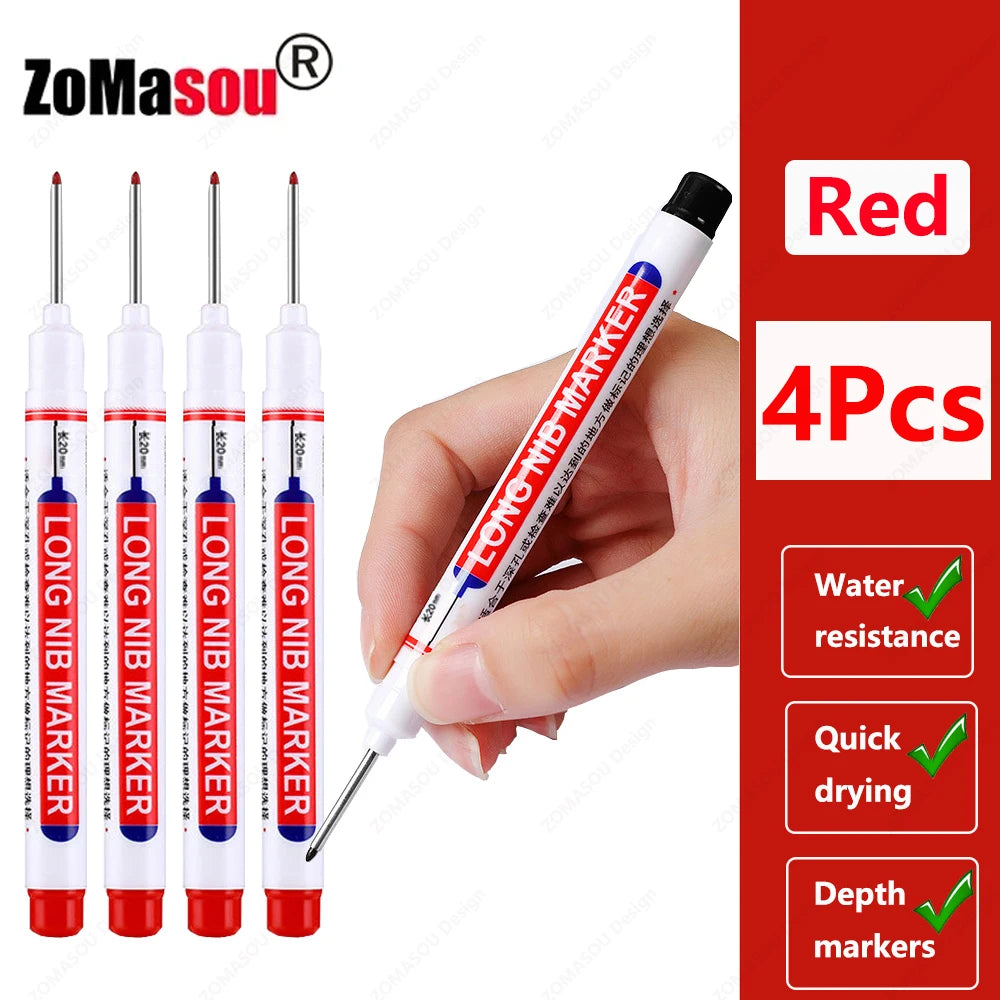 1-100Pcs 2cm Waterproof Long Head Markers Deep Hole Marker Pen for Metal Carpenter Red/Black/Blue/Green Ink Woodworking Tools Beauty World Shop