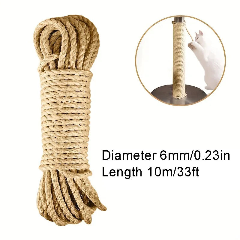 33/66/164ft Natural Sisal Rope Cat Scratcher Rope Tree Scratching DIY Toy Paw Claw Furniture Protector Scratching Post Beauty World Shop