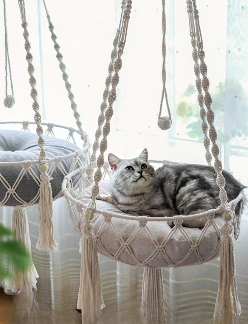 Winter Pet Hammock Cat Swing Hand Woven Cotton Rope Cats Hanging Basket  Kitten Hanging String Den Indoor Pend Nest Pet Supplies Beauty World Shop