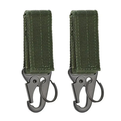 2pcs Tactical Hanging Buckle Molle Nylon Webbing Carabiner Belt Triangle Keychain for Outdoor Climbing Camping Tool Accessory Beauty World Shop