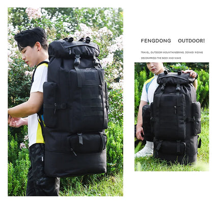 Homefish 80L/100L Large Mountaineering Backpack Outdoor Climbing Bag Tactical Rucksack Hiking Camping Travel Backpack Beauty World Shop