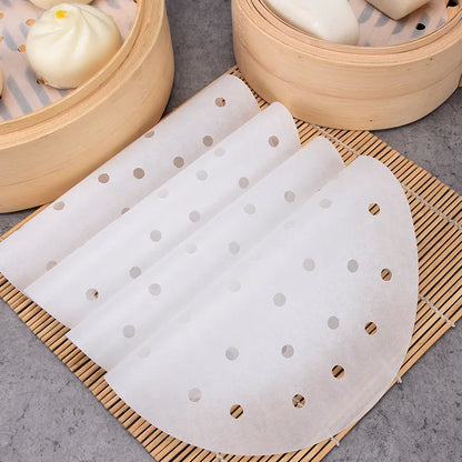 50pcs Bamboo Steamer Papers Disposable Non-Stick Steamer Mat Oil Paper Air Fryer Oven Kitchen Pan Pad Airfryer Bakpapier Beauty World Shop
